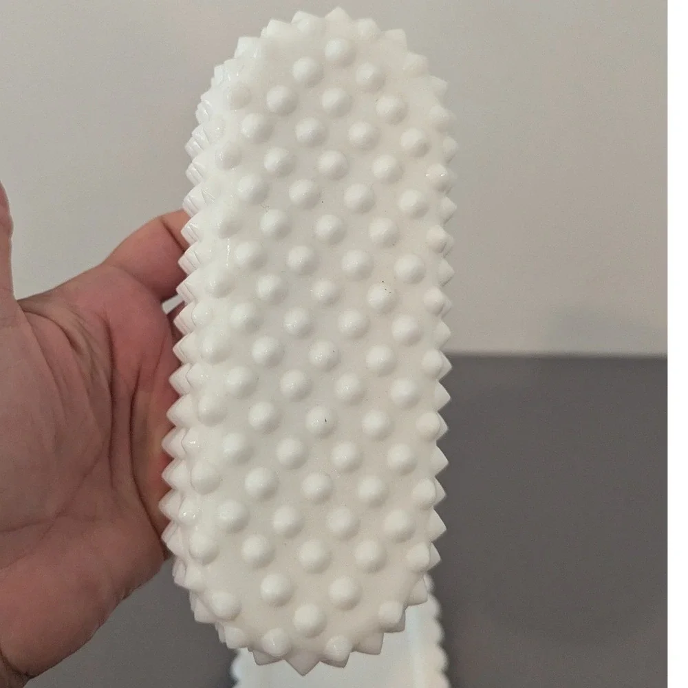 Vintage Fenton ? White Milk Glass Hobnail Butter Dish w/ Scalloped Tray 2 Piece